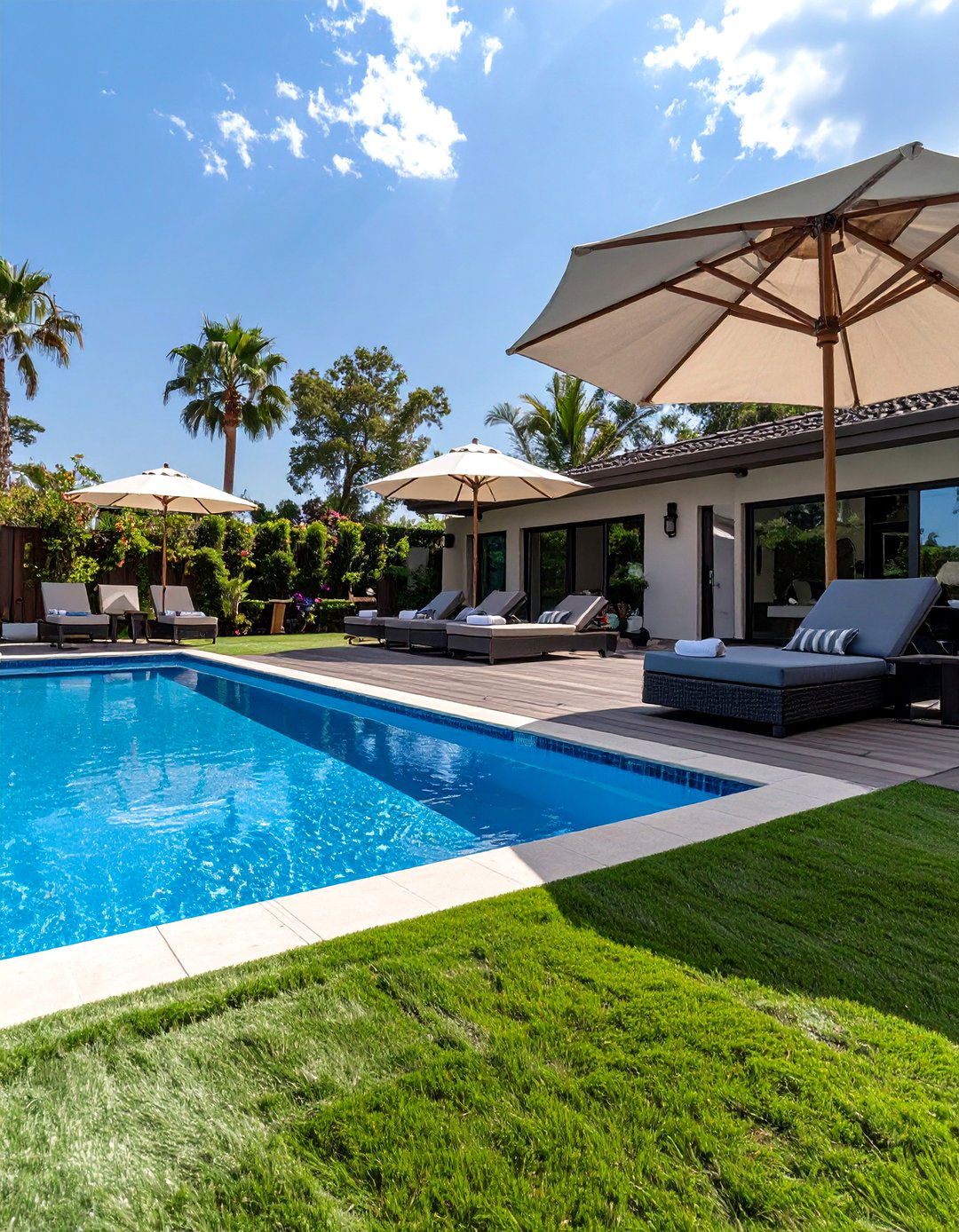 The Poolside Turf Decking - 30 backyard turf ideas