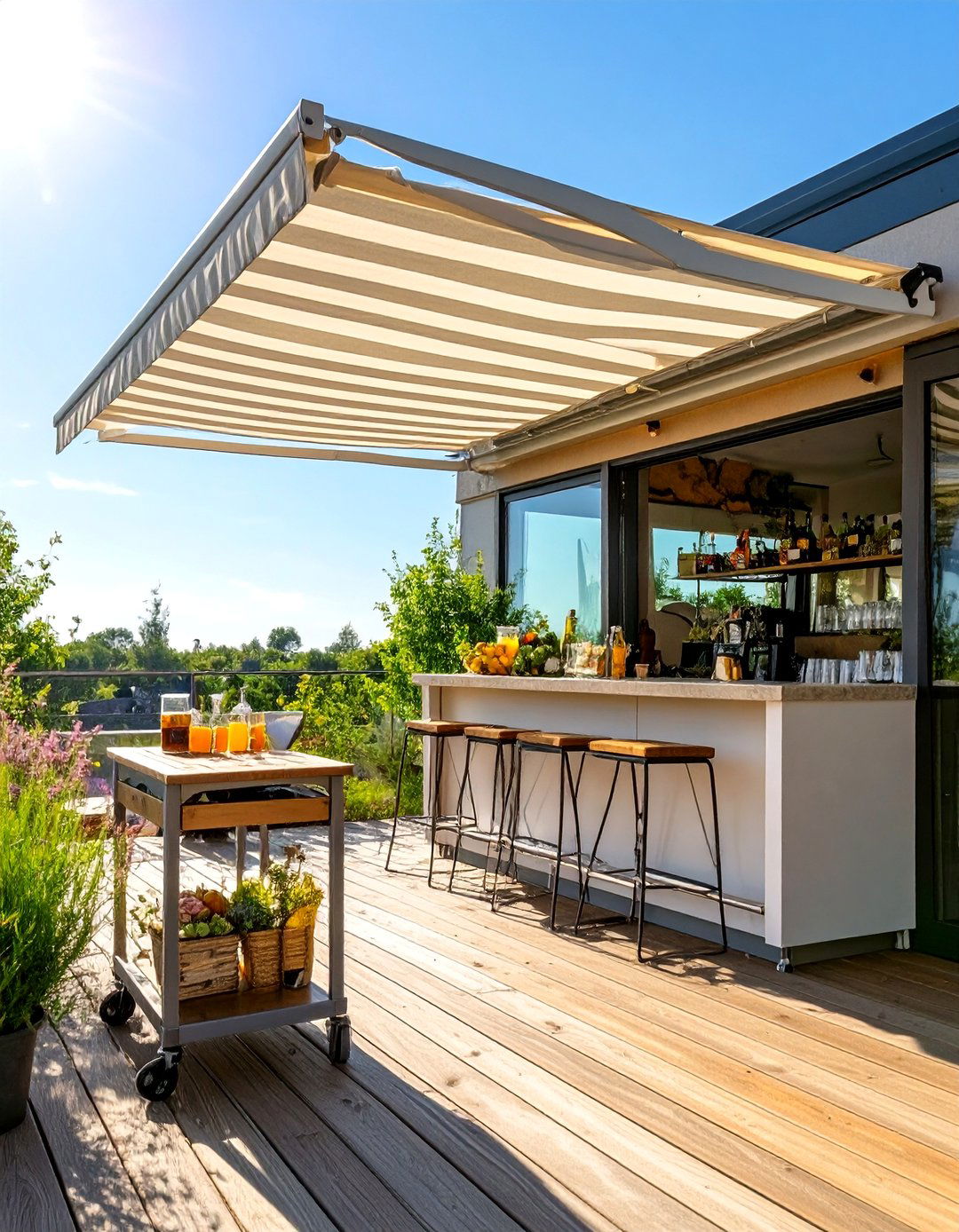 The Pop Up Awning Deck Bar - 30 deck bar ideas