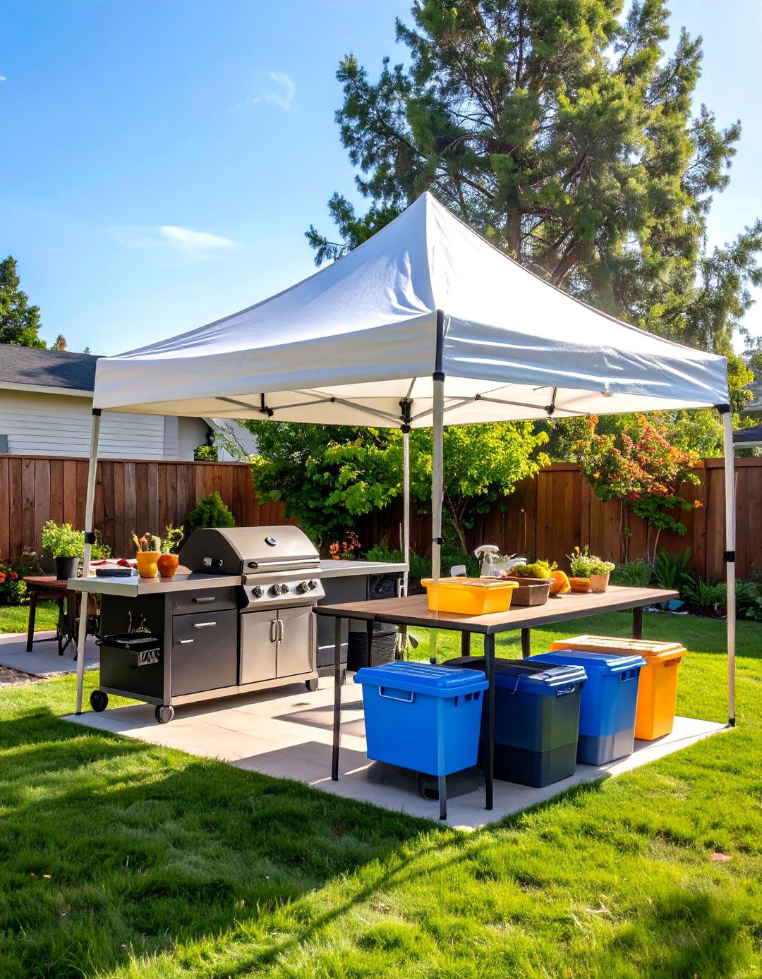 The Pop Up Canopy Kitchen - 30 inexpensive covered outdoor kitchen ideas