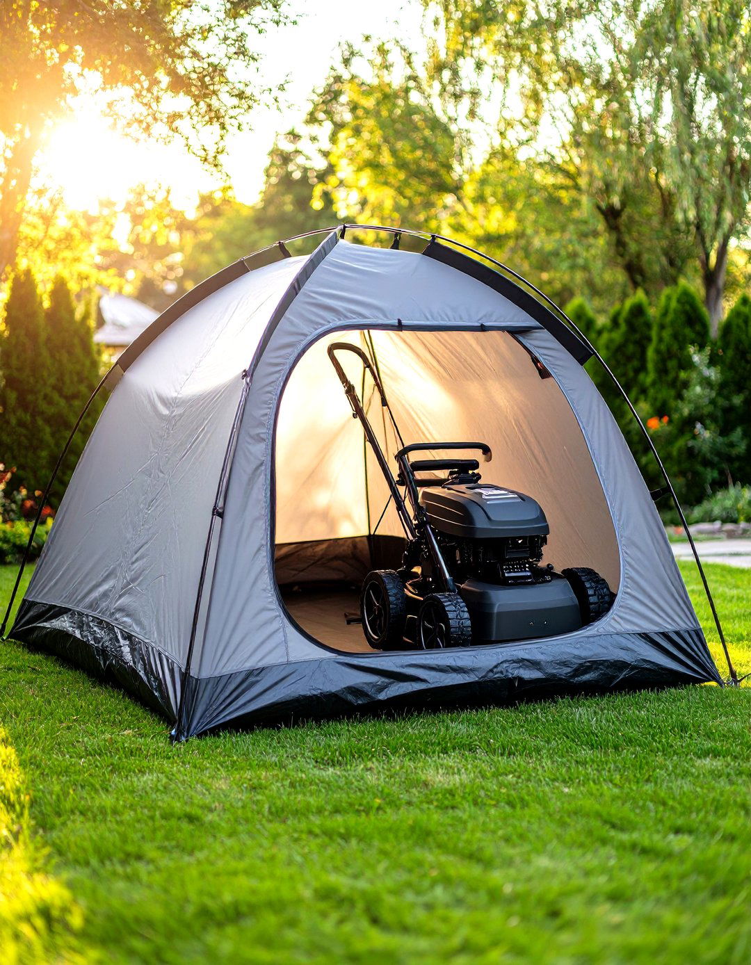 The Pop Up Storage Tent - 30 lawn mower storage ideas