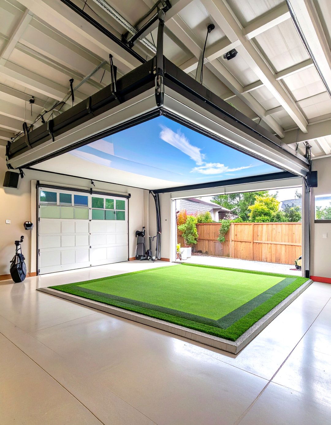 The Pop Up and Pack Away Garage Golf Simulator - 30 garage golf simulator ideas