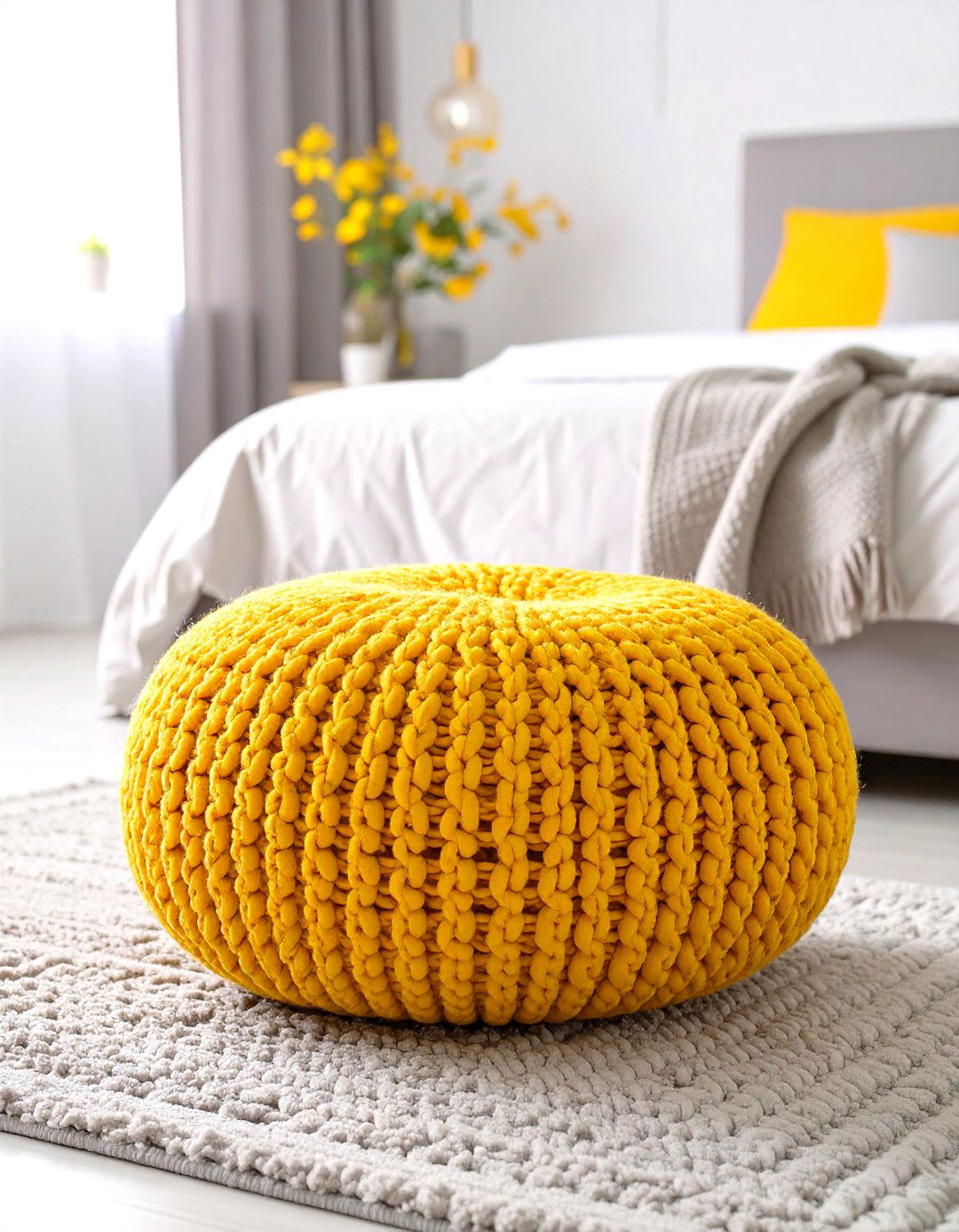 The Pop of Color Bedroom Pouf - 30 bedroom seating ideas