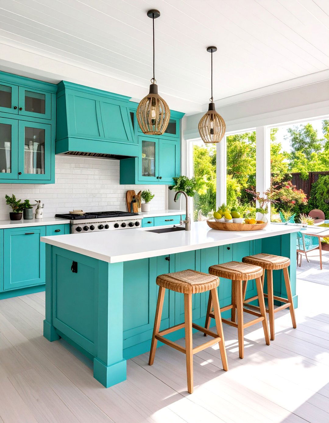 The Pop of Color Outdoor Kitchen - 30 diy outdoor kitchen ideas