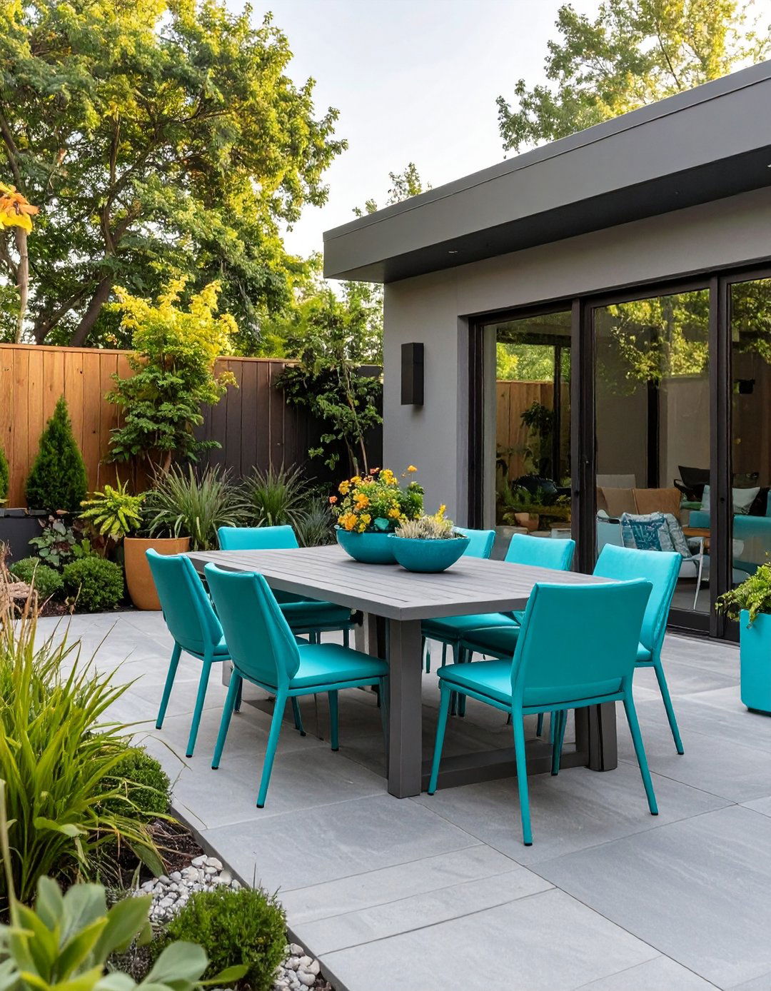 The Pop of Color Patio - 30 modern small backyard ideas