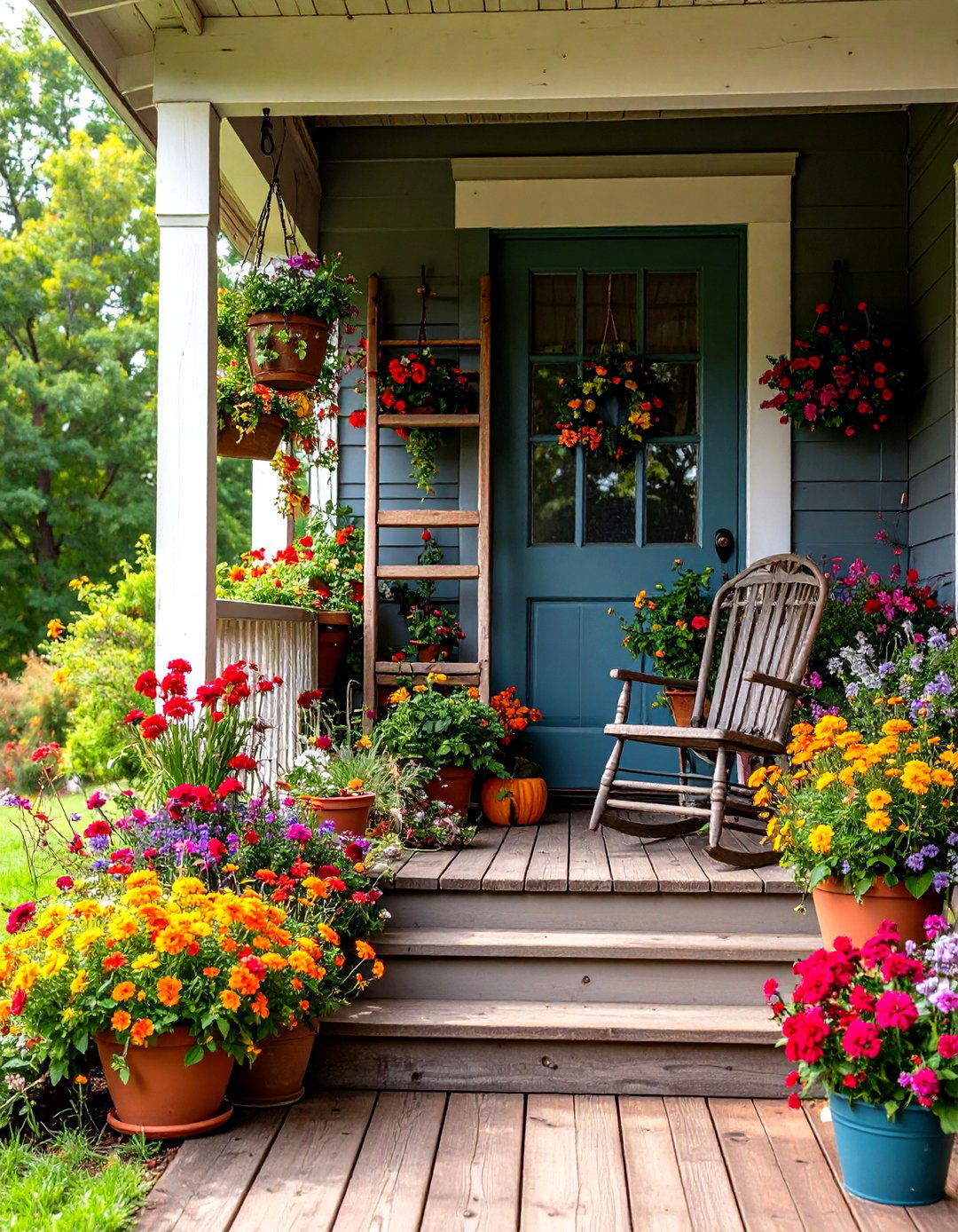 The Porch with Antique and Flea Market Finds - 30 farmhouse front porch ideas