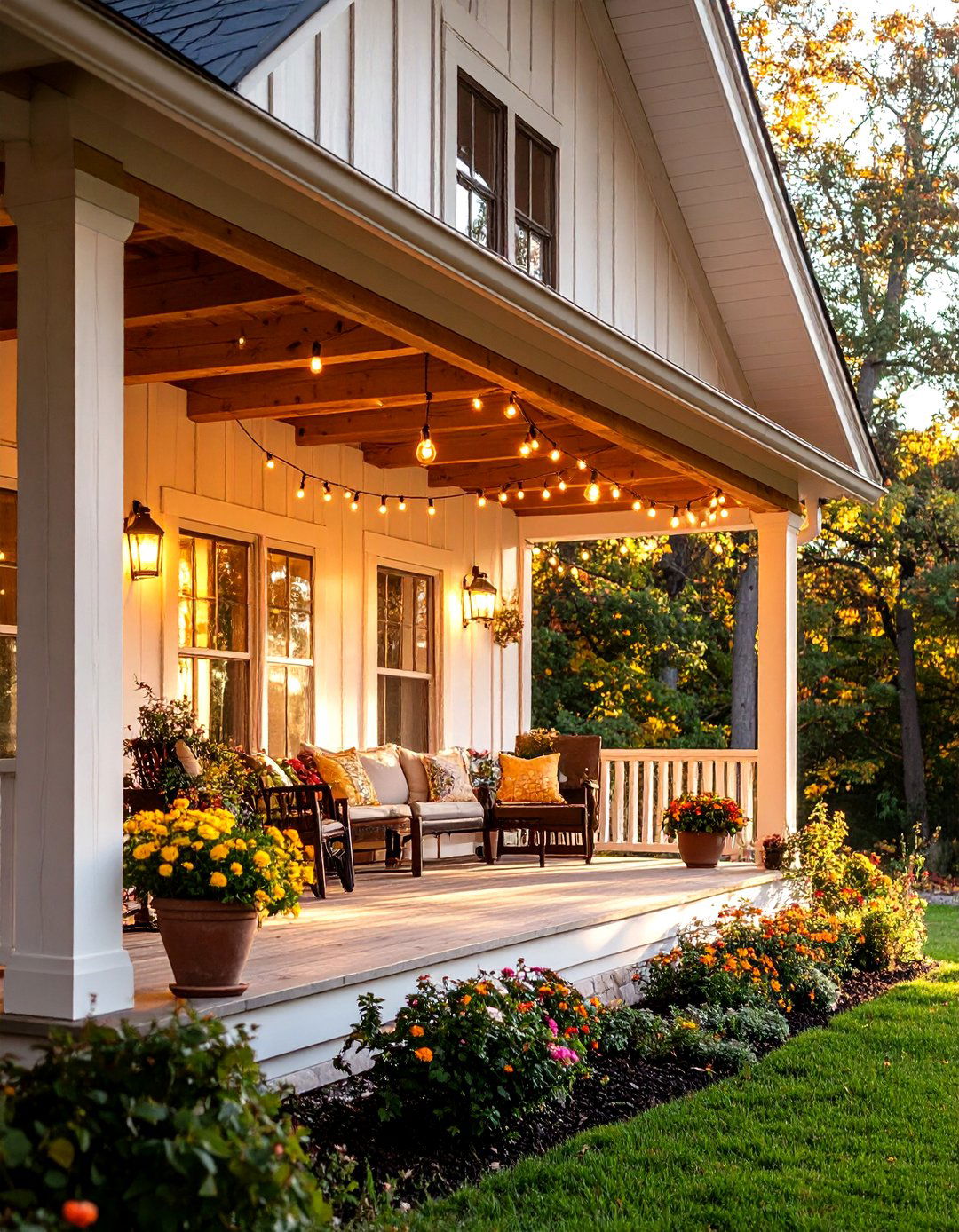 The Porch with Natural Wood Beams - 30 farmhouse front porch ideas