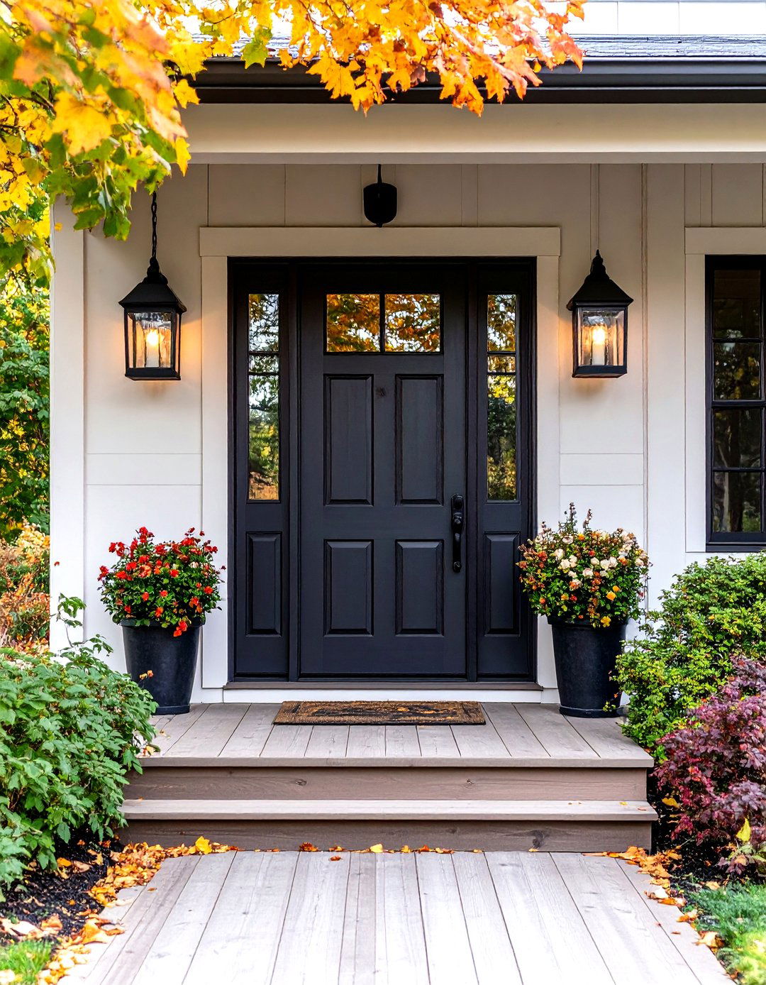 The Porch with Symmetrical Lanterns - 30 farmhouse front porch ideas