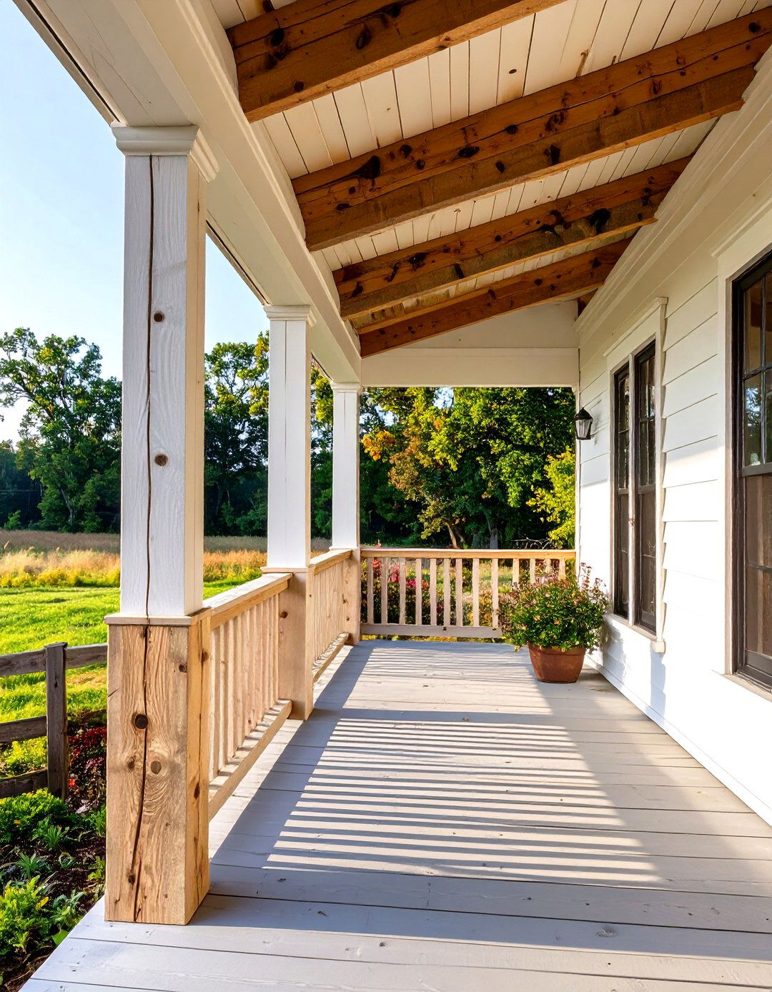 The Porch with Unfinished Wood Accents - 30 country farmhouse porch ideas