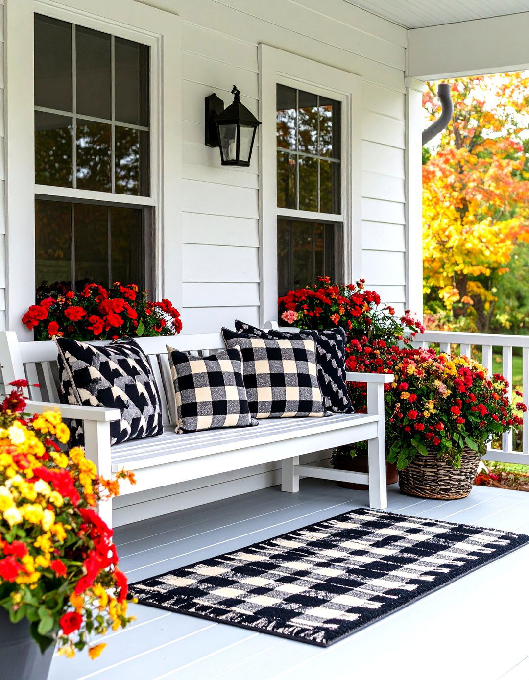 The Porch with a Gingham and Buffalo Check Theme - 30 farmhouse front porch ideas