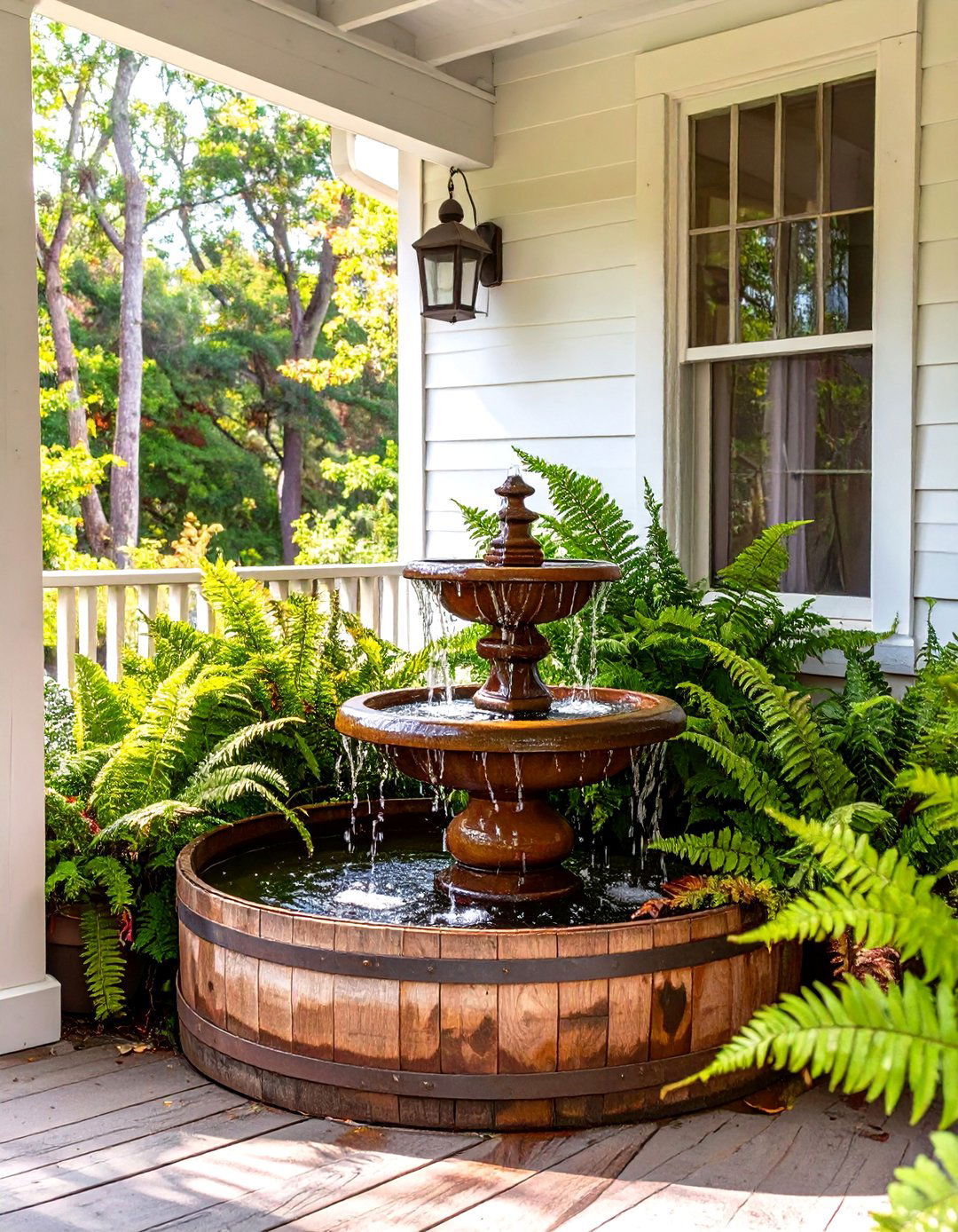 The Porch with a Simple Water Feature - 30 country farmhouse porch ideas