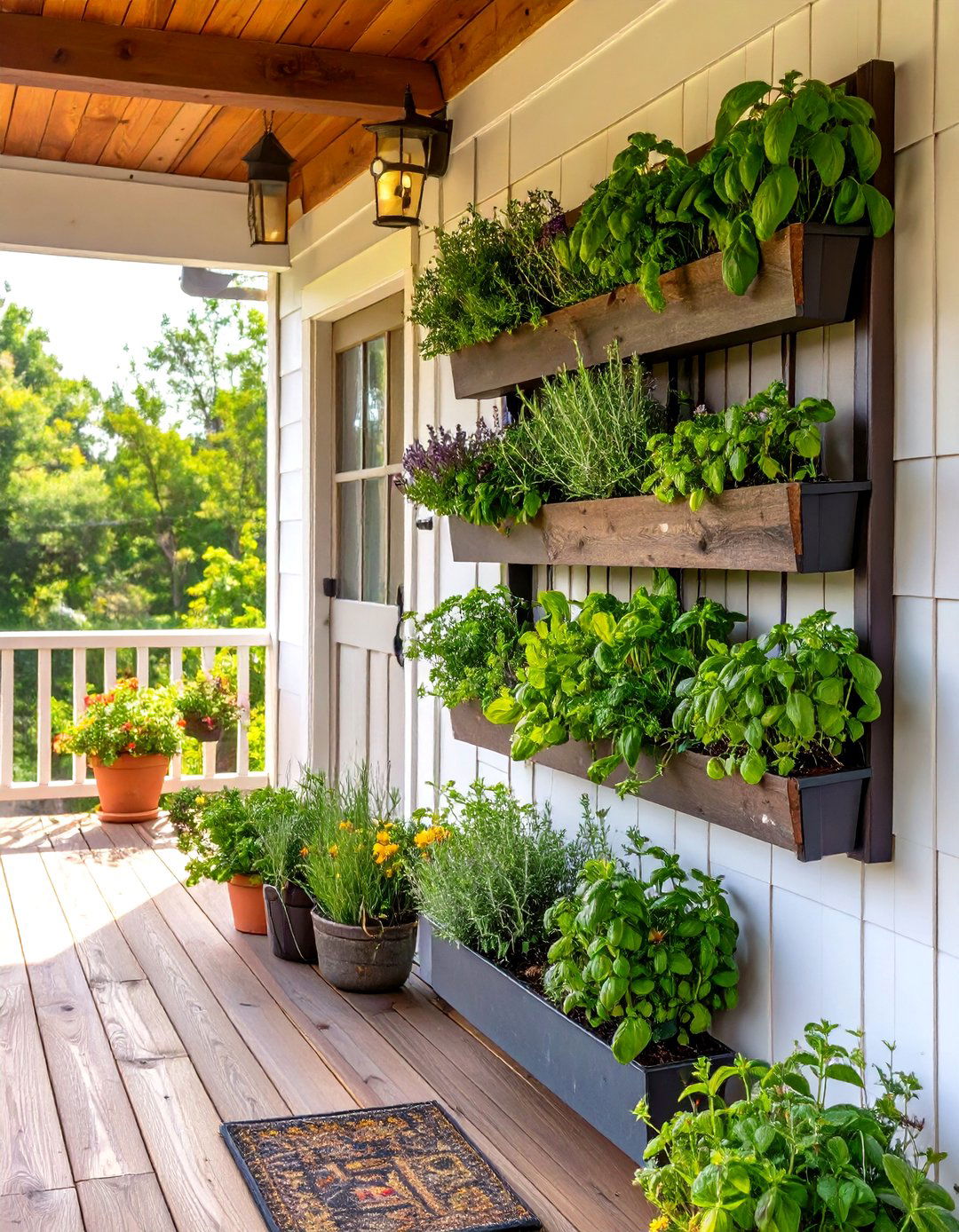 The Porch with an Herb Garden Wall - 30 country farmhouse porch ideas