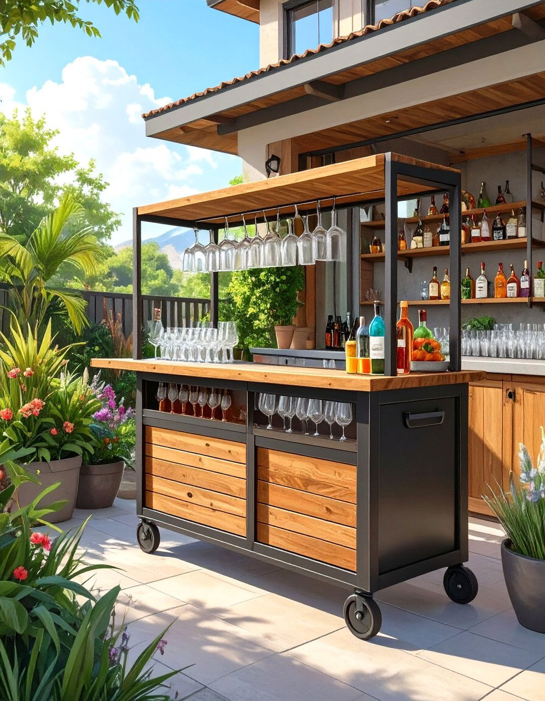 The Portable Outdoor Bar Cart - 30 modern outdoor bar ideas