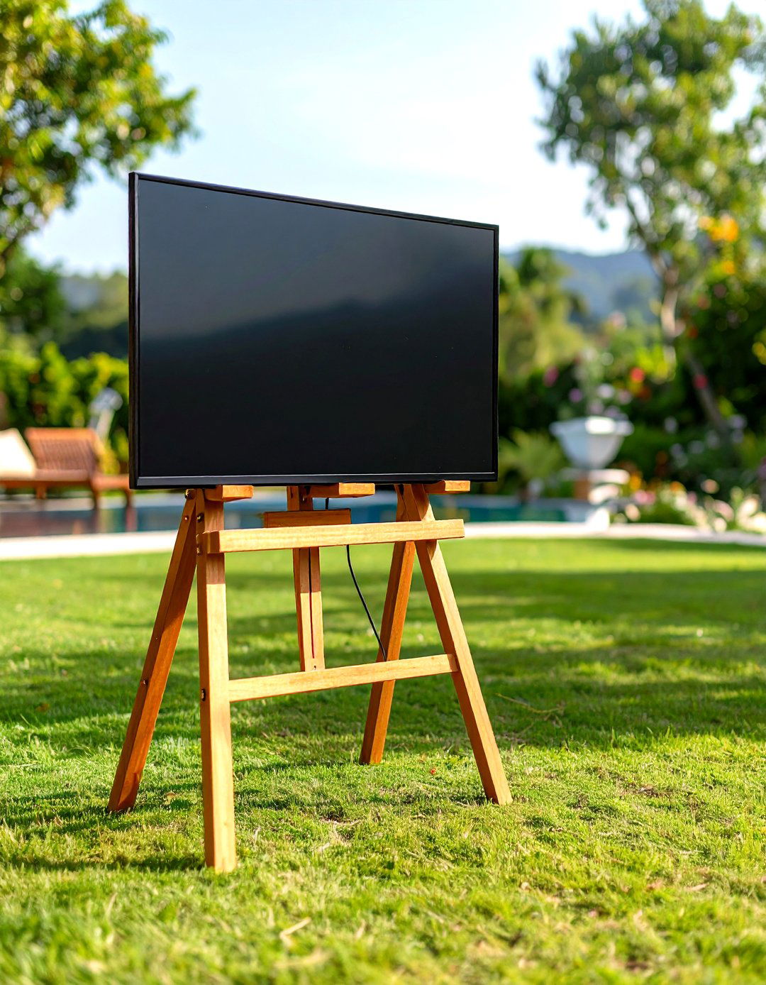 The Portable Outdoor TV Easel Stand - 30 diy outdoor tv ideas