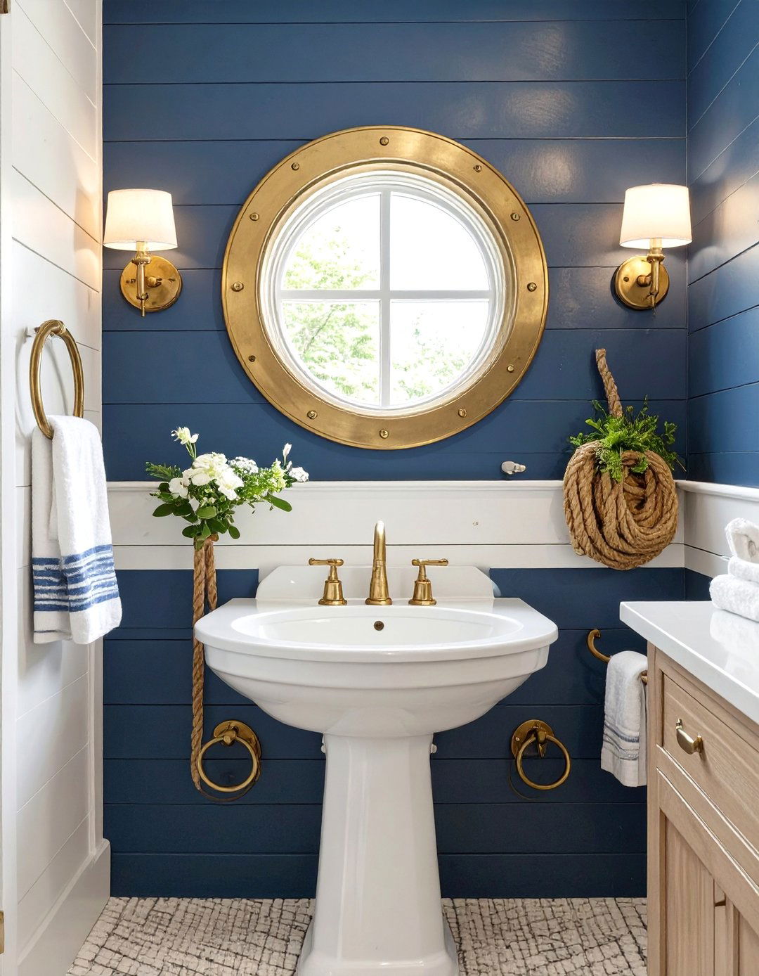 The Porthole Window for a Nautical Theme - 30 bathroom window ideas