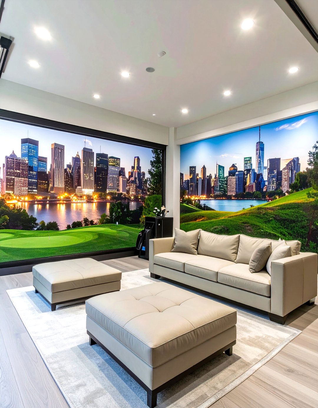The Posh Penthouse Lounge - 30 garage golf simulator ideas