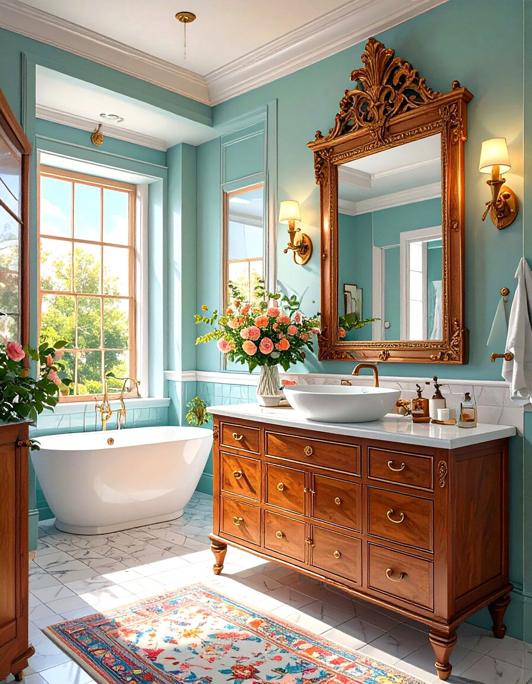 The Powder Room with a Statement Vanity - 30 modern traditional interior design ideas