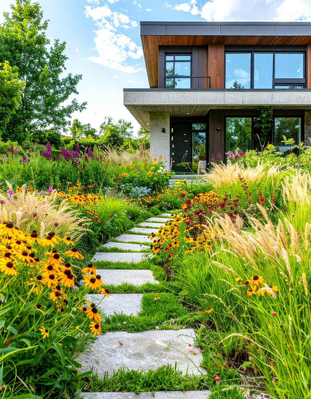 The Prairie Style Meadow - 30 front of house landscaping ideas