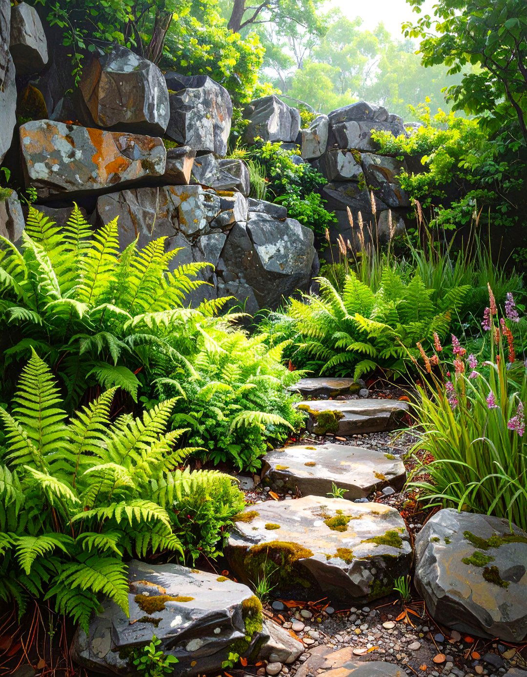 The Prehistoric Fern and Fossil Rock Garden - 30 low maintenance small rock garden ideas