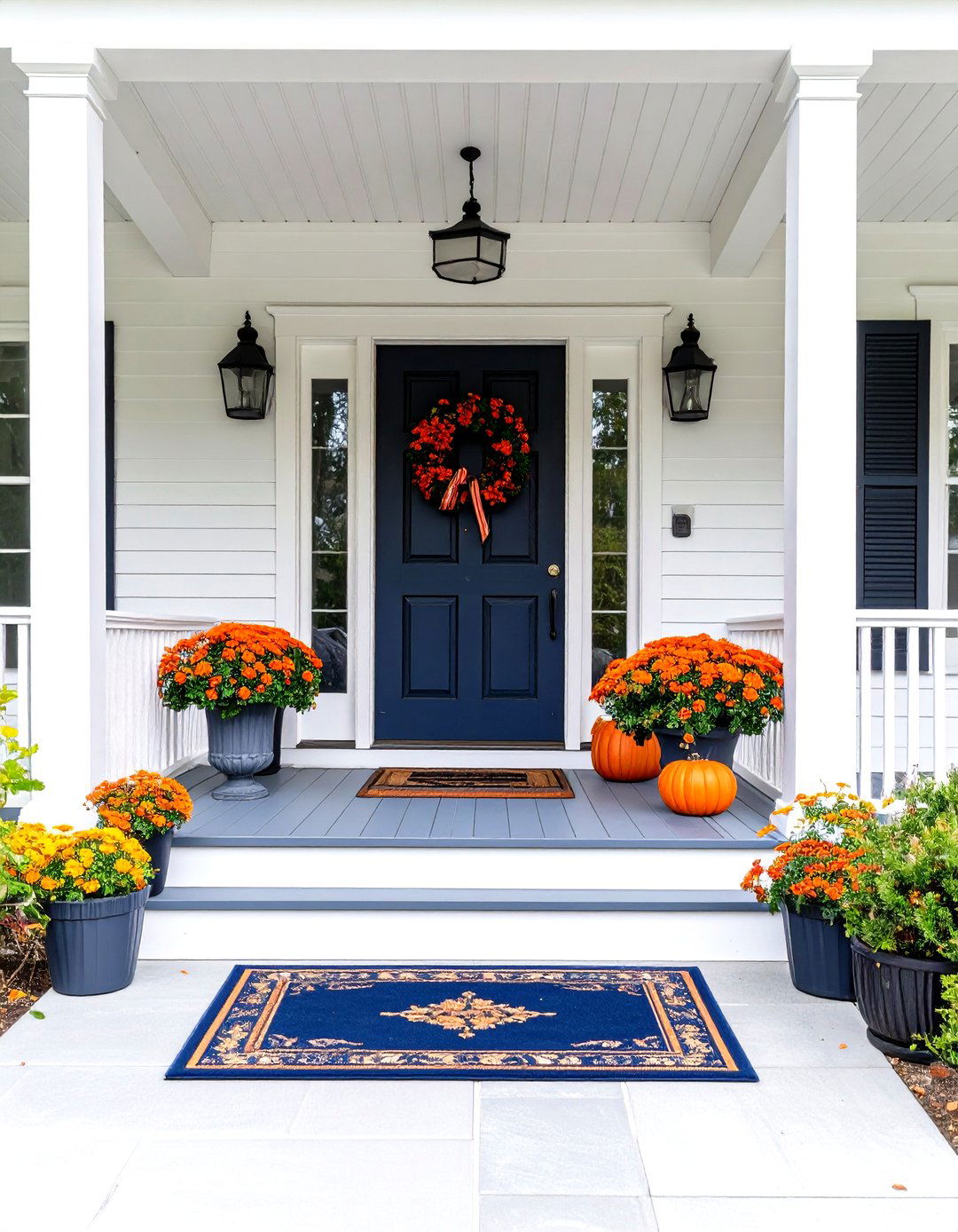 The Preppy and Polished Front Porch - 30 fall front porch ideas