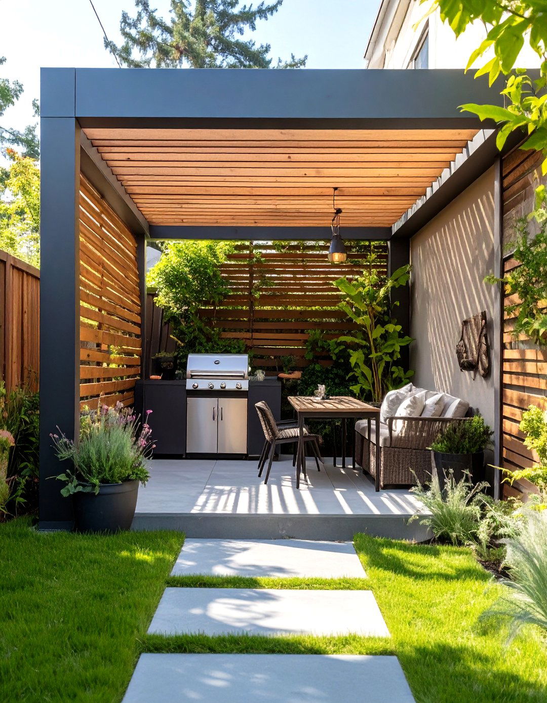 The Privacy Screen BBQ Patio - 30 bbq patio ideas