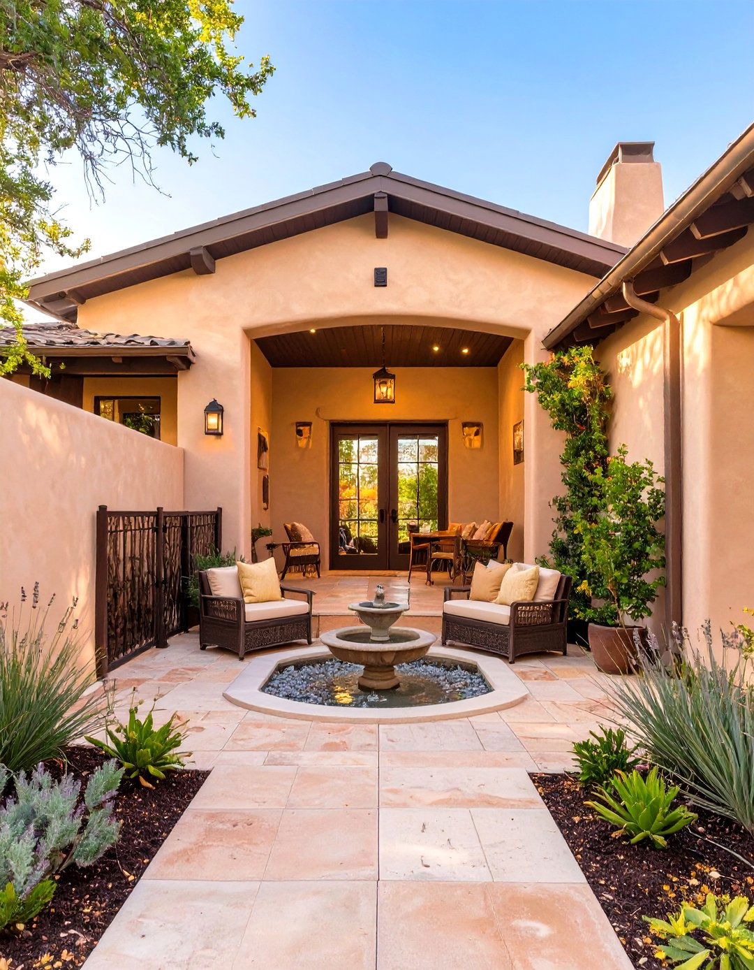 The Private Courtyard Entrance - 30 front porch ideas for ranch style homes before and after