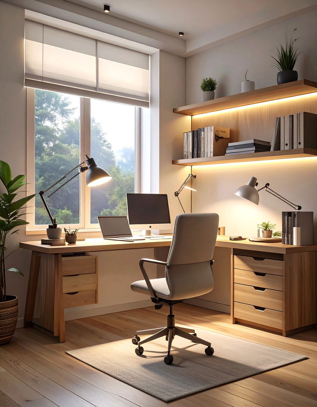 The Productivity Boosting AI Study - 30 ai lighting layout ideas
