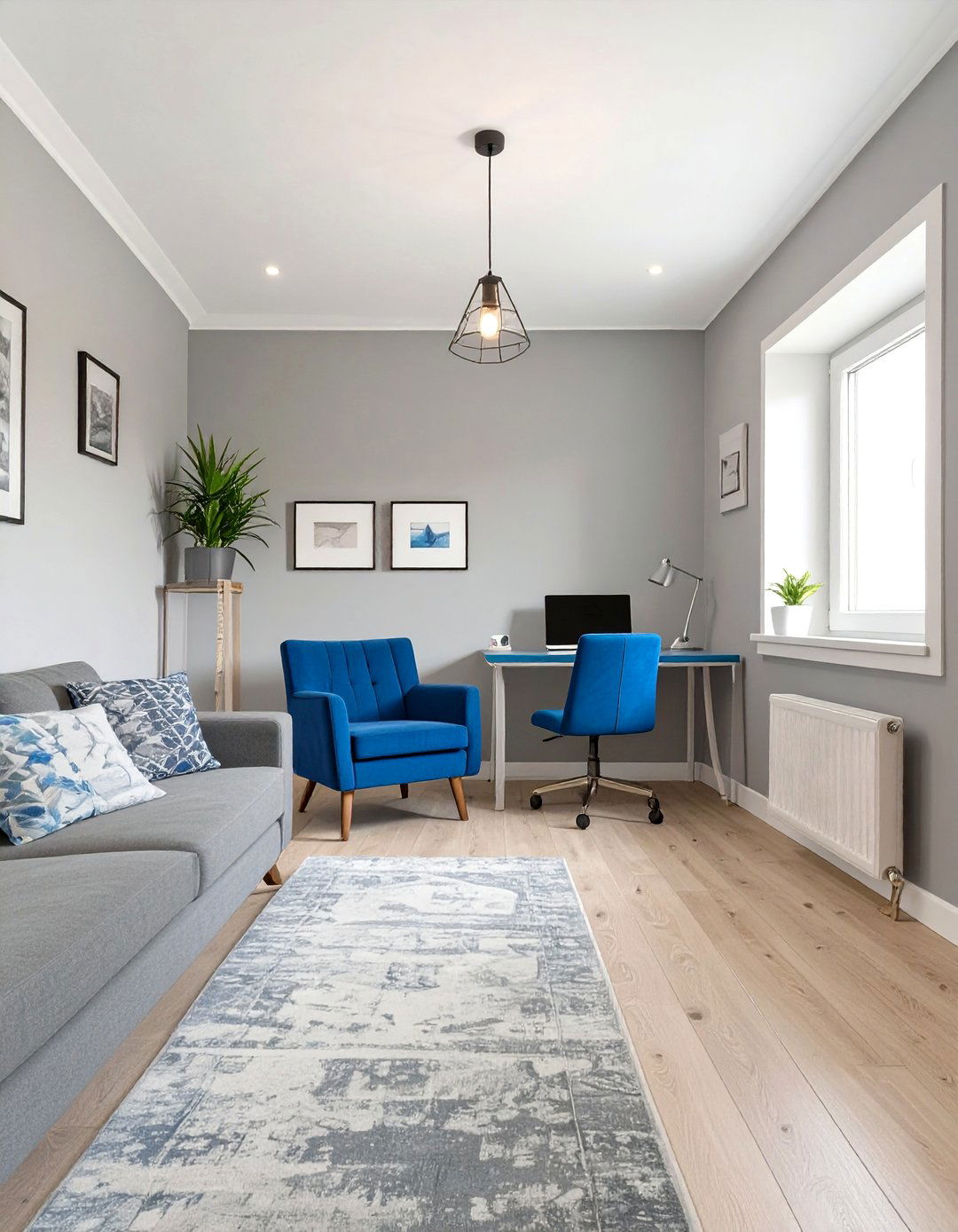 The Professional Home Office Blue and Grey Living Room - 30 blue and grey living room ideas