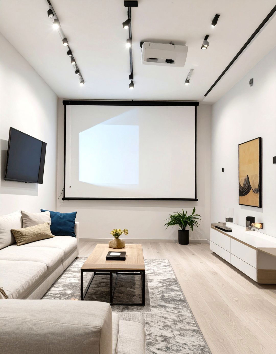 The Projector Screen Setup - 30 narrow living room ideas with tv