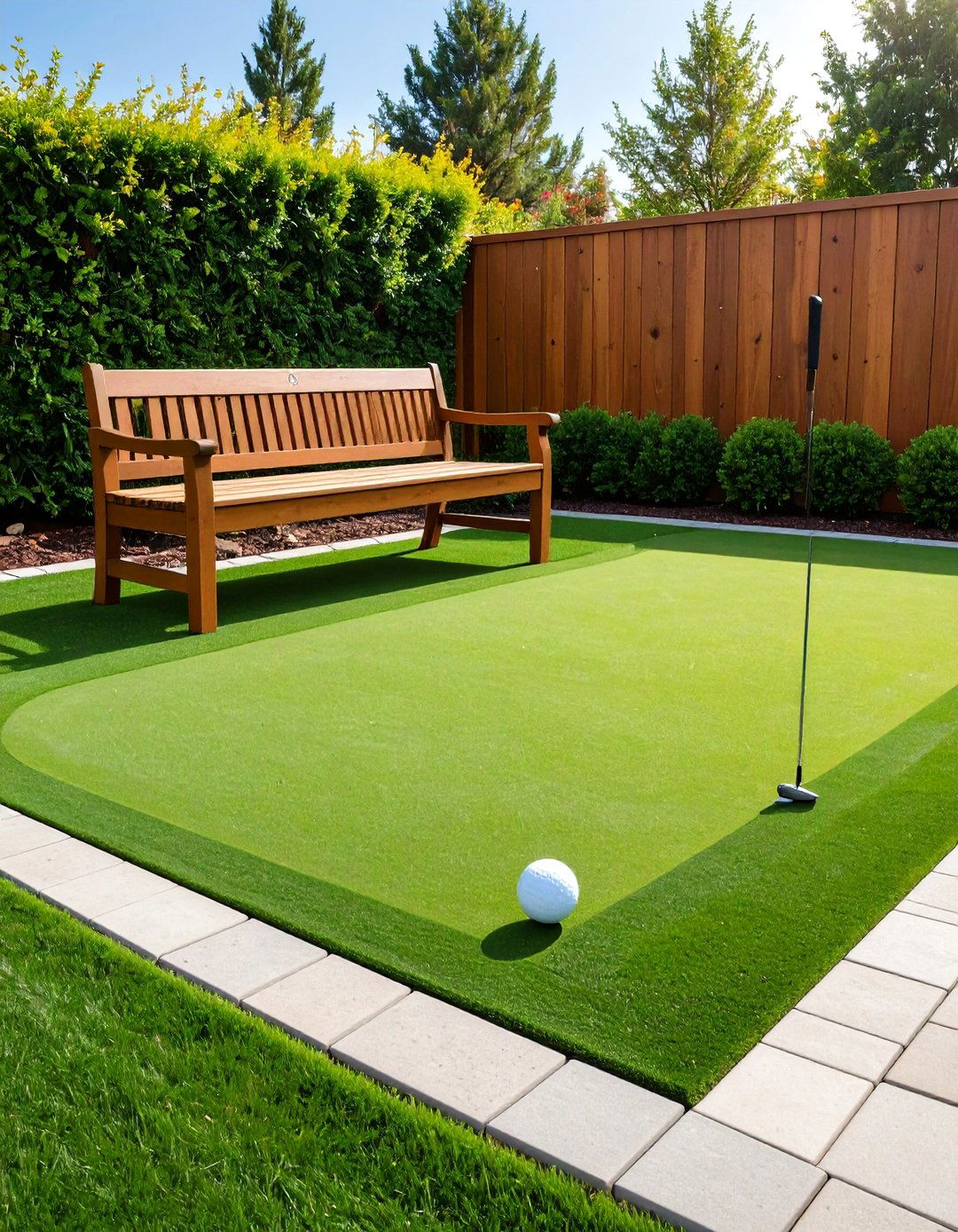 The Putting Green Oasis - 30 backyard ideas with pavers and turf