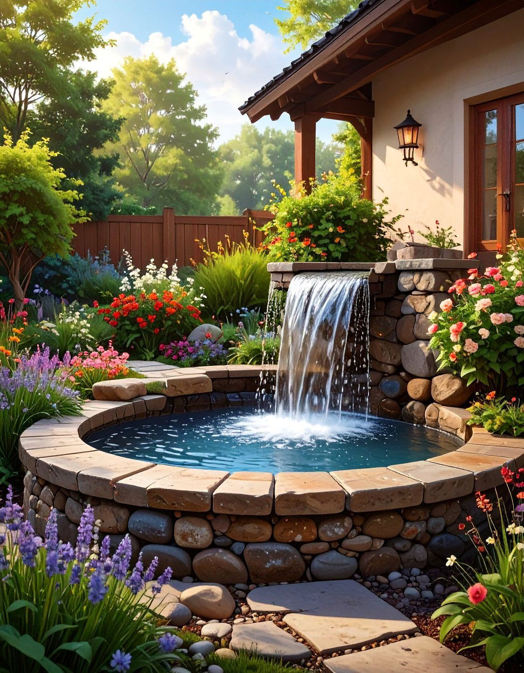 The Rain Chain Waterfall Basin - 30 ai waterfall garden ideas