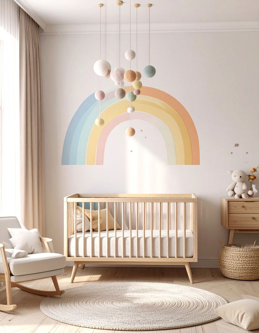 The Rainbow Pastel Accent Nursery - 30 modern baby girl room ideas