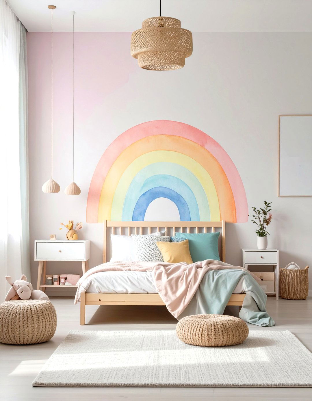 The Rainbow Watercolor Girls Room - 30 girls room decor ideas