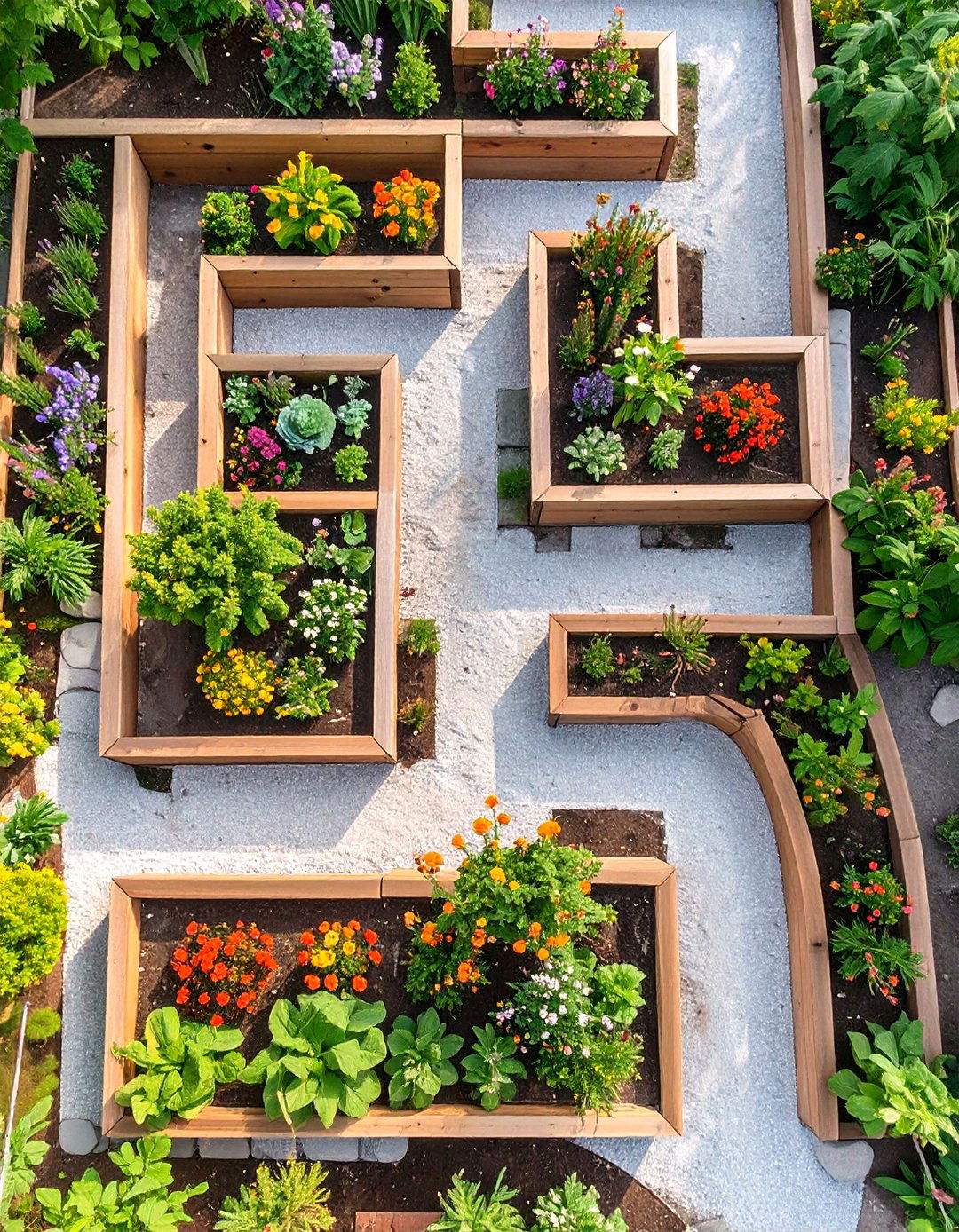 The Raised Bed Maze Garden - 30 no grass backyard ideas