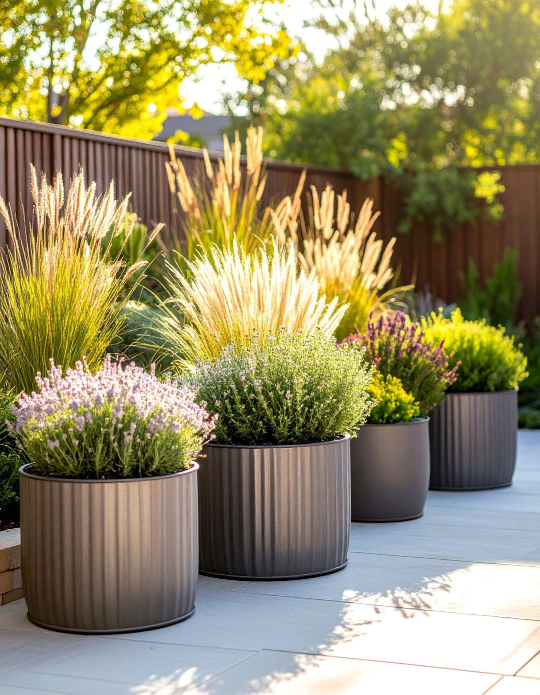 The Raised Corrugated Metal Planters - 30 inexpensive desert landscaping ideas