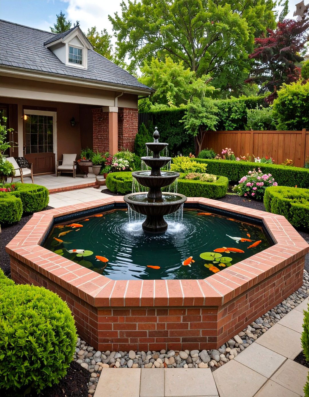 The Raised Formal Koi Pond - 30 backyard koi pond ideas