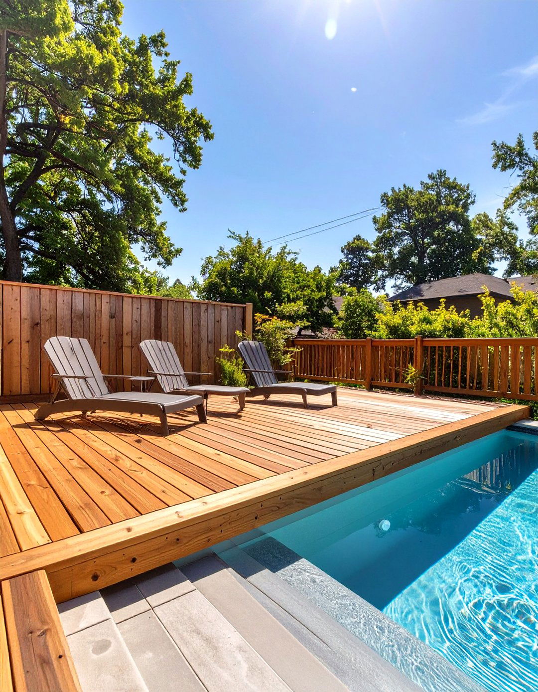 The Raised Half Deck Design - 30 above ground pool deck ideas on a budget