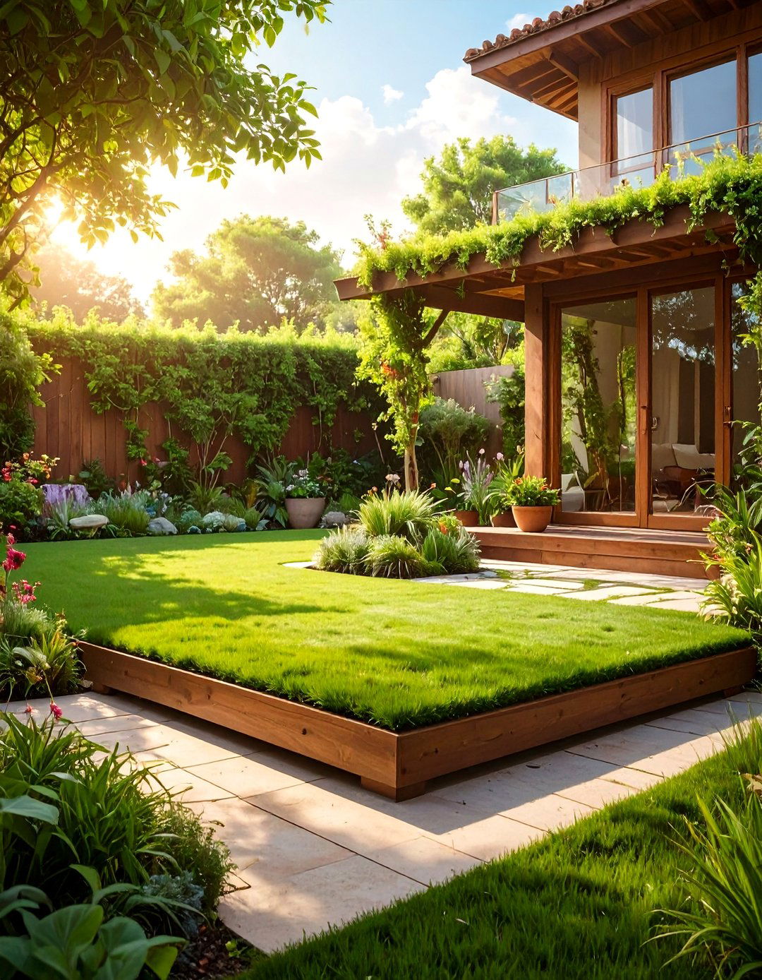 The Raised Turf Platform for Yoga - 30 backyard turf ideas