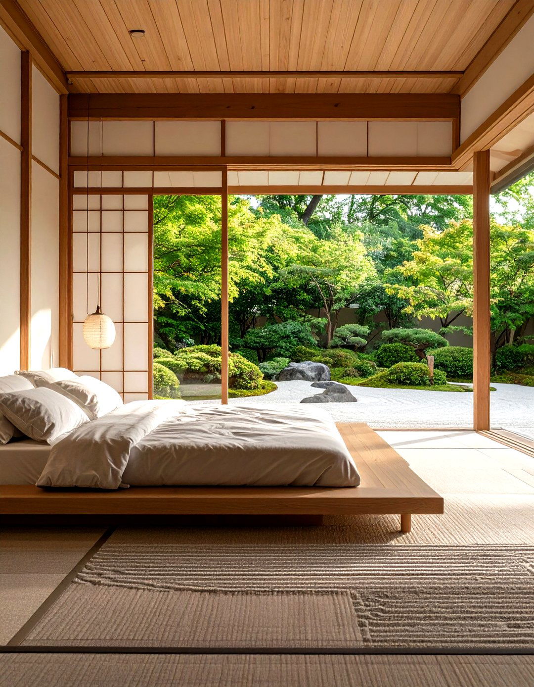 The Raked Sand Garden Bedroom View - 30 japanese bedroom design ideas