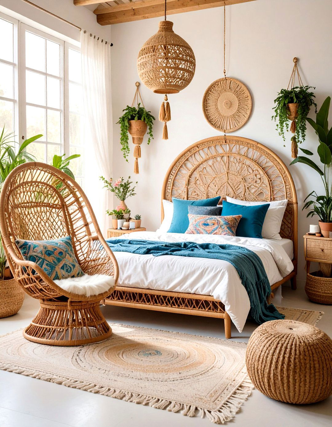 The Rattan and Wicker Bedroom Oasis - 30 70s interior design ideas