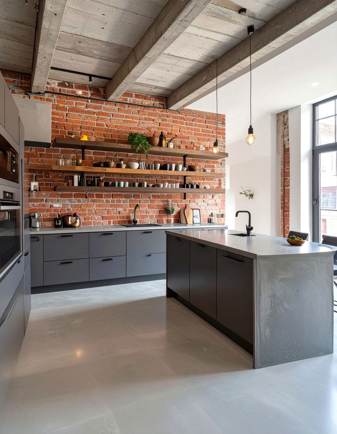 The Raw Brick and Concrete Kitchen - 30 brutalist interior design ideas