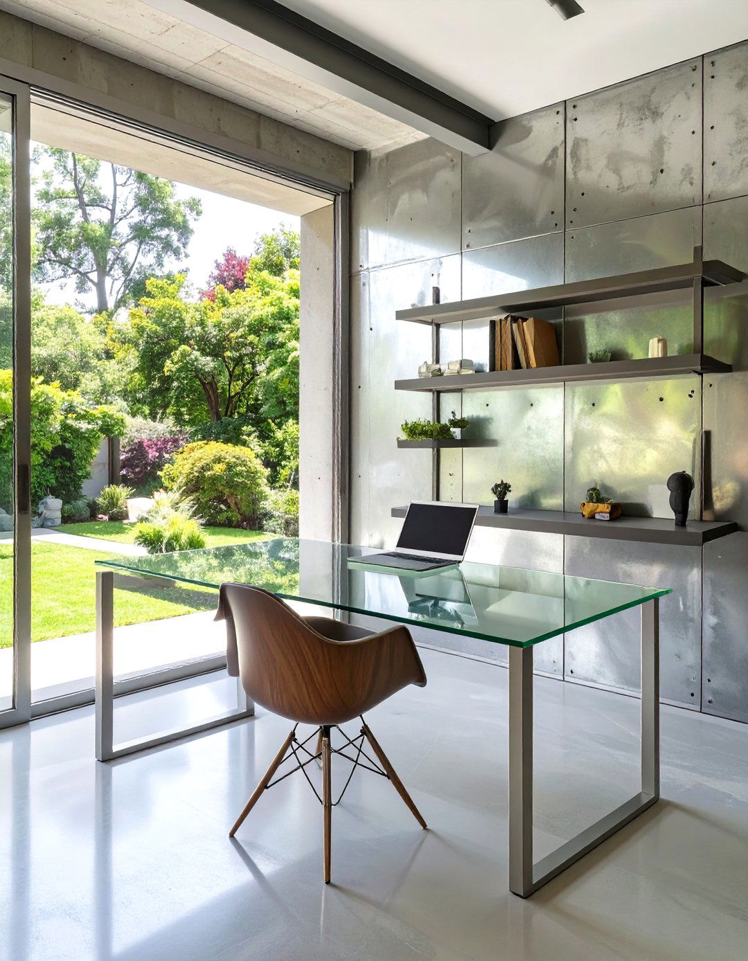 The Raw Steel and Glass Home Office - 30 brutalist interior design ideas