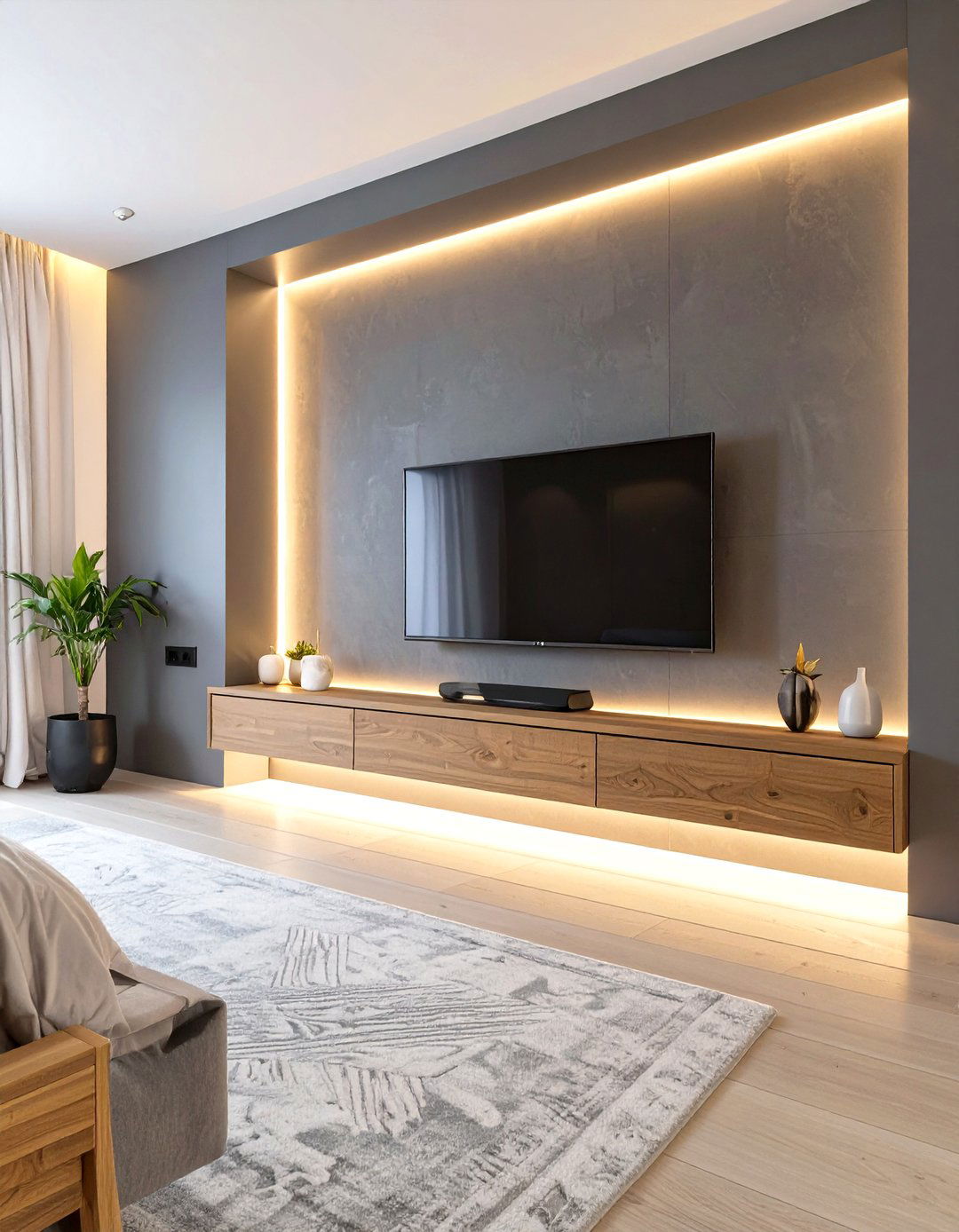 The Recessed Niche Bedroom TV Wall - 30 master bedroom tv wall ideas