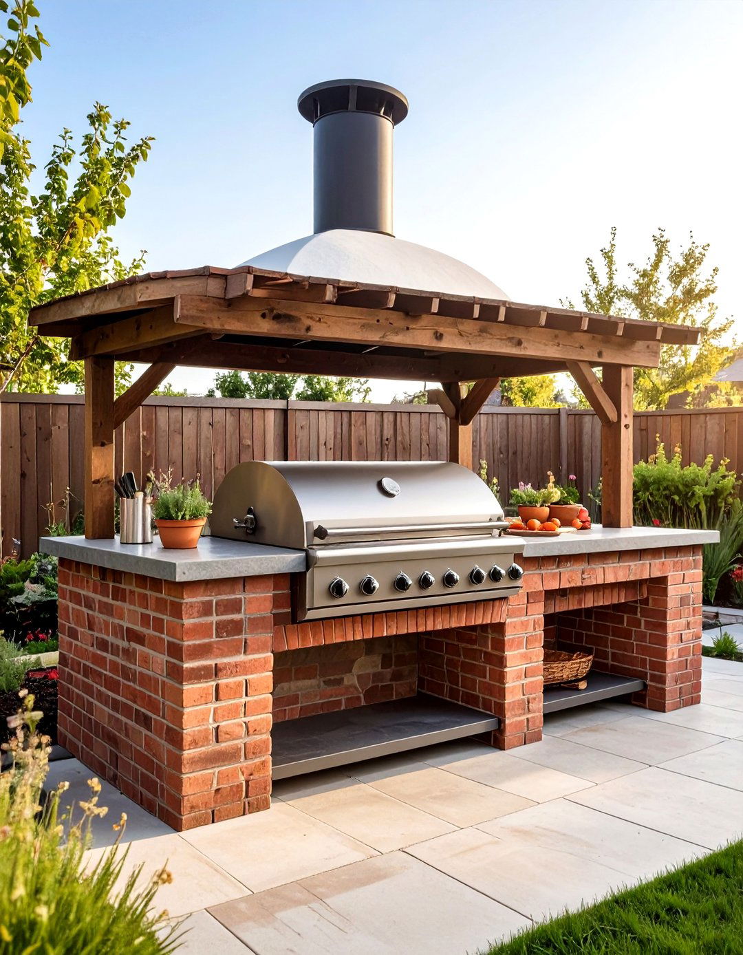 The Reclaimed Brick Pizza Oven Station - 30 diy outdoor kitchen ideas