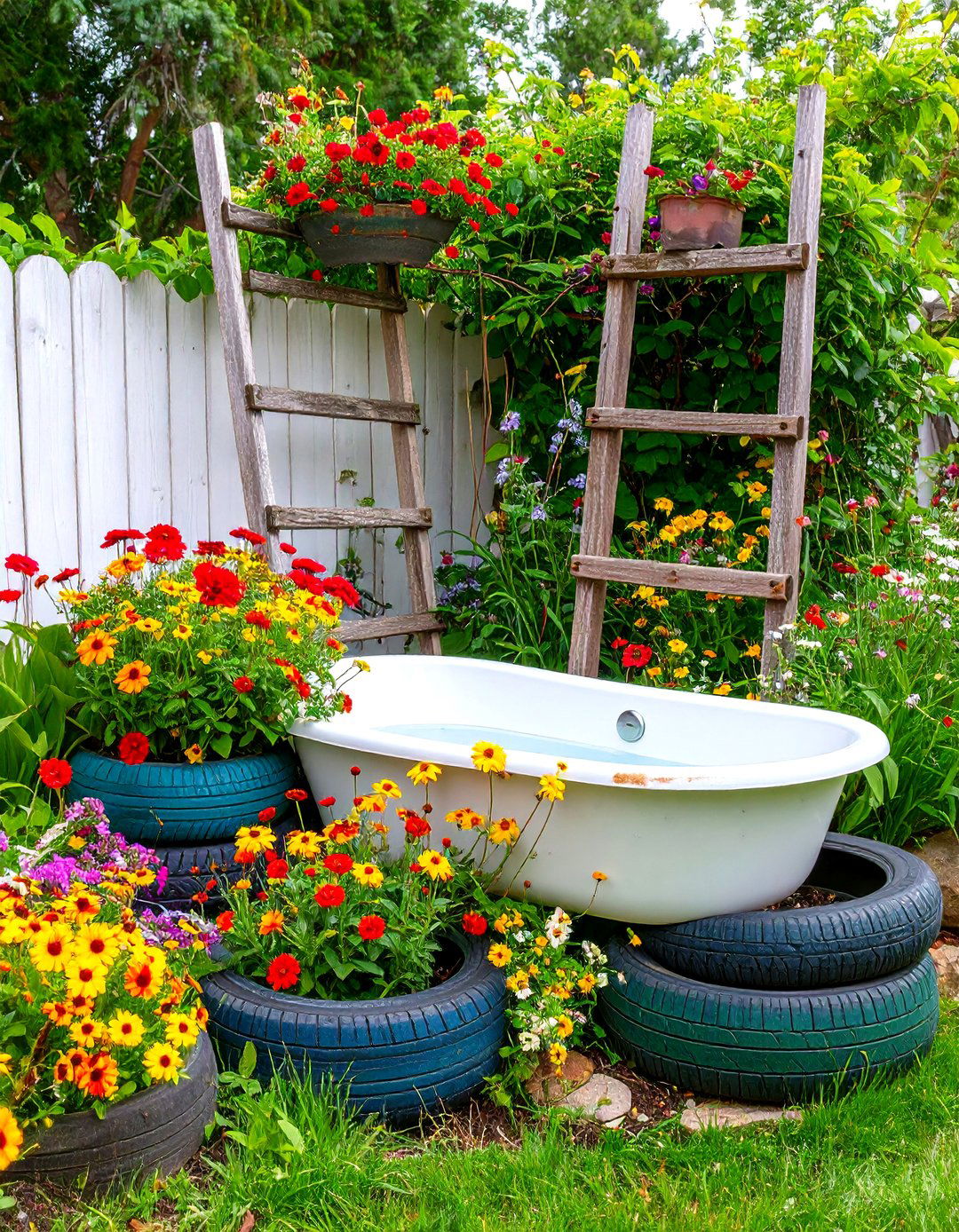 The Reclaimed Materials Garden - 30 garden art ideas
