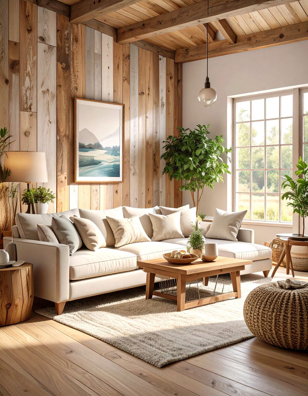 The Reclaimed Wood Accent Wall - 30 modern farmhouse farmhouse living room ideas