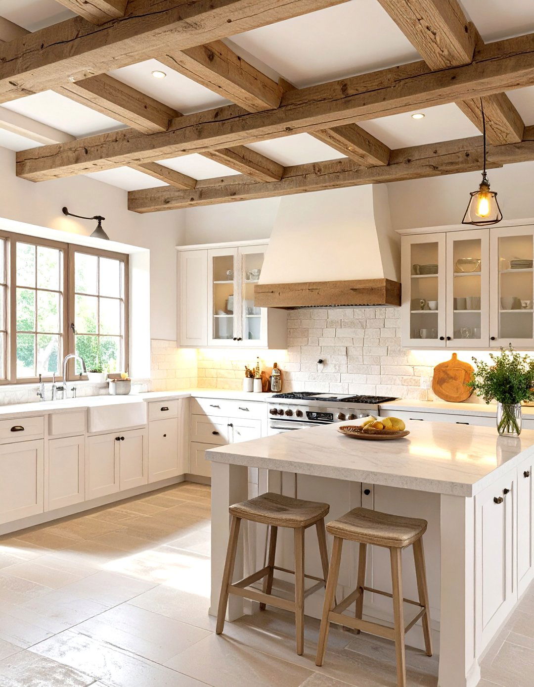 The Reclaimed Wood Beams Kitchen - 30 french country kitchen ideas
