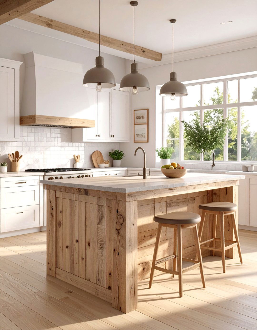 The Reclaimed Wood Kitchen Island - 30 modern farmhouse kitchen ideas