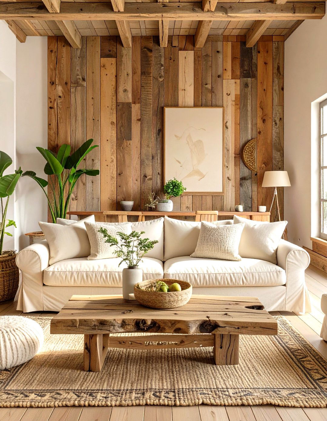 The Reclaimed Wood Living Room - 30 interior design with sustainable materials ideas