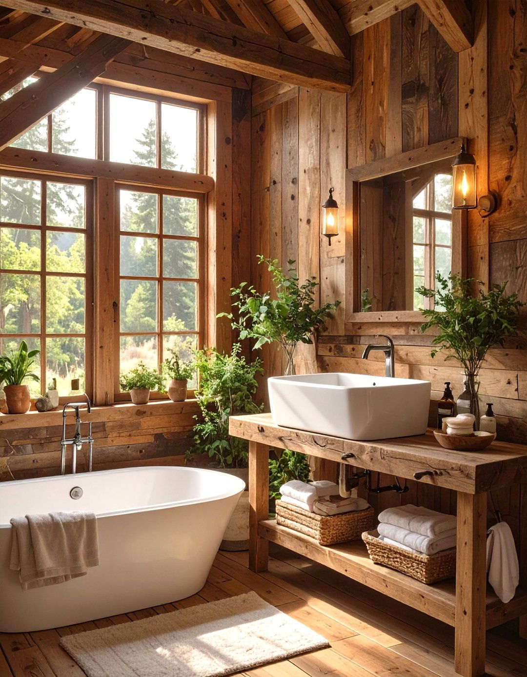 The Reclaimed Wood Wall Bathroom - 30 cabin bathroom ideas