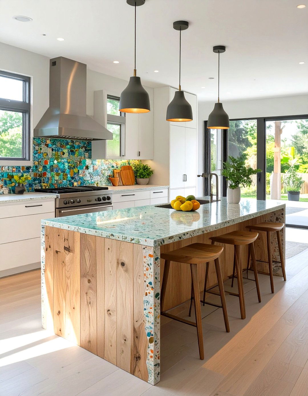 The Recycled Glass Kitchen - 30 interior design with sustainable materials ideas